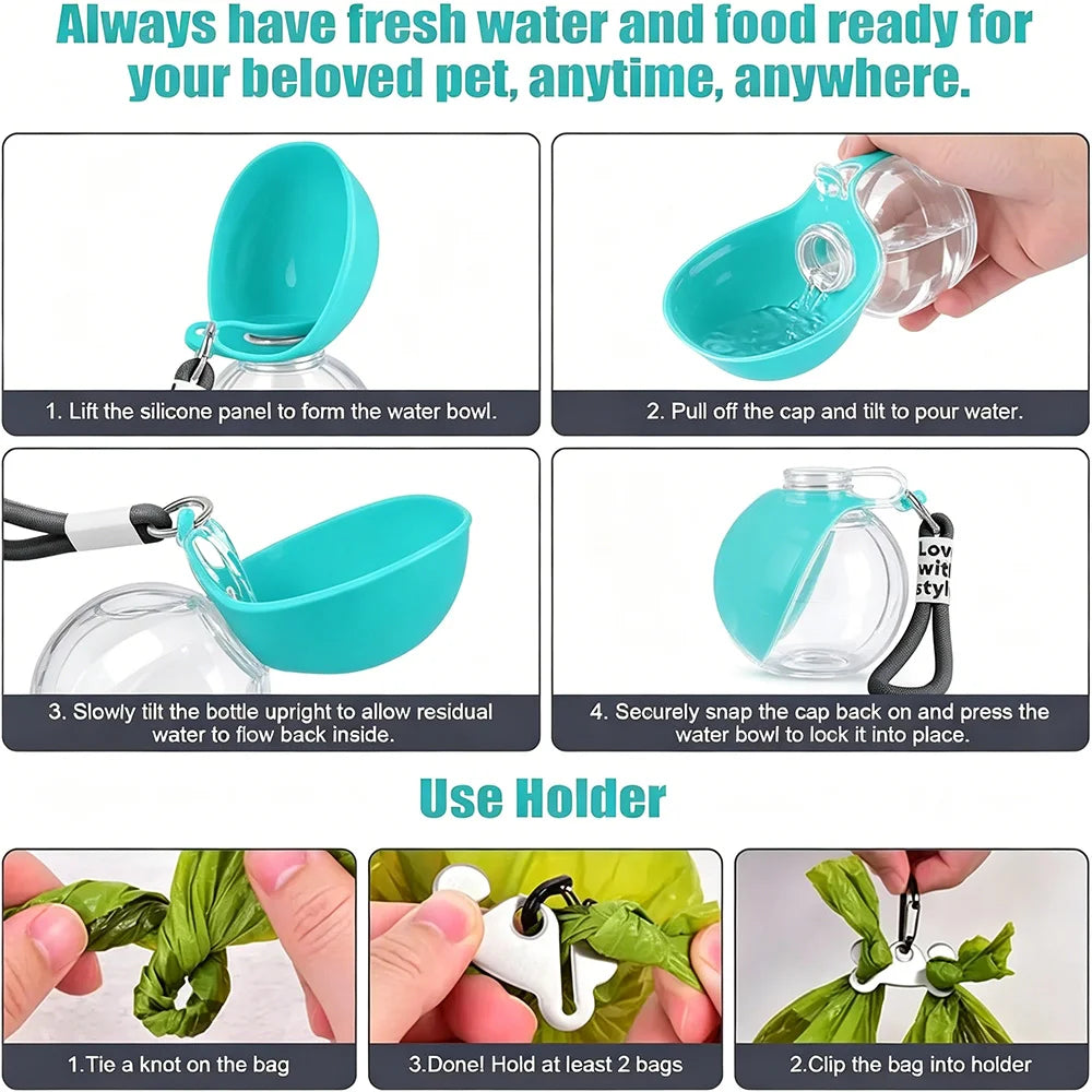 2-In-1 Portable Dog Pet Water Bottle Leak-Proof Compact Outdoor Travel Water Dispenser Plastic Pet Water Drinking Supplies